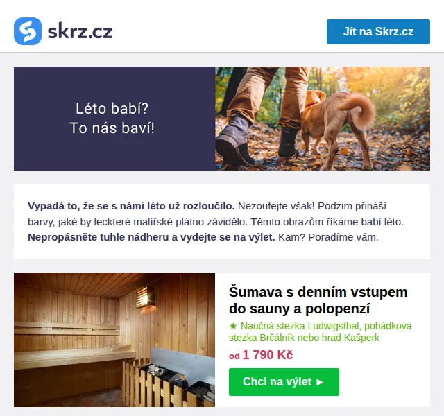 Skrz: Podzimní turistické pobyty od 1 058 Kč – červen 2026 | Nuslet.cz