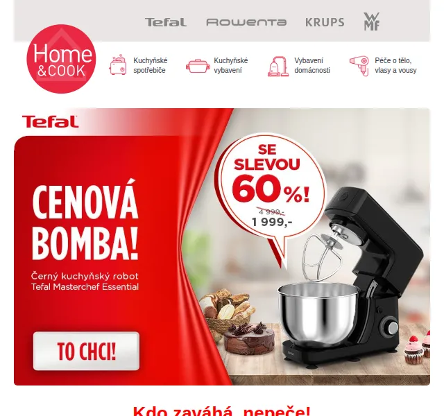 Home & Cook: 60% sleva na kuchyňský robot Tefal – červenec 2026 | Nuslet.cz