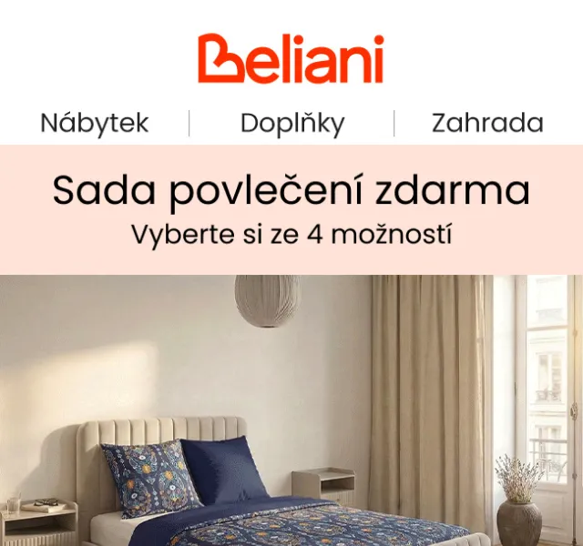 Beliani: Povlečení zdarma + nábytek se slevou – červen 2026