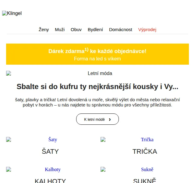 KLiNGEL.cz: letní móda s dárkem zdarma – červenec 2026 | Nuslet.cz