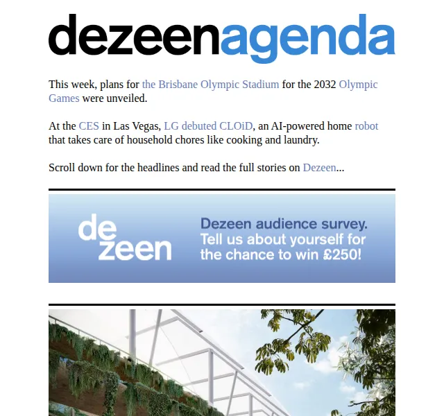 Dezeen Daily: Novinky z CES a plány olympijského stadionu – červenec 2026 | Nuslet.cz