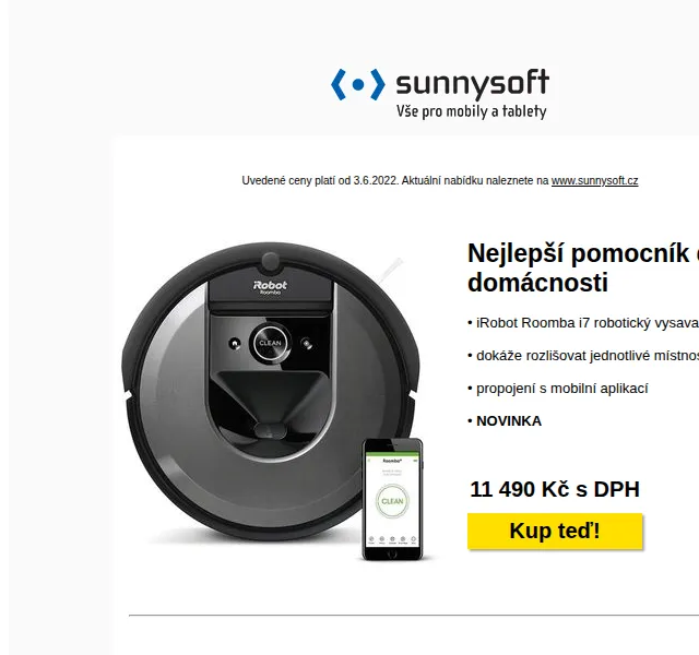Sunnysoft: Robotický vysavač iRobot Roomba i7 a odšťavňovač – červen 2026 | Nuslet.cz