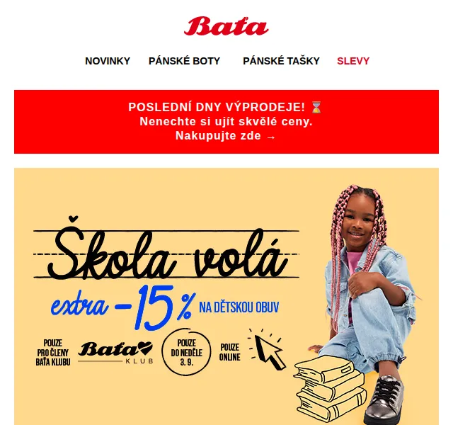 Baťa: Sleva 15 % na dětskou obuv – září 2023 | Nuslet.cz