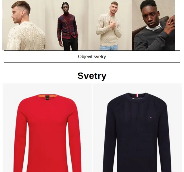 ABOUT YOU: svetry BOSS, Tommy Hilfiger, GANT – červen 2026 | Nuslet.cz
