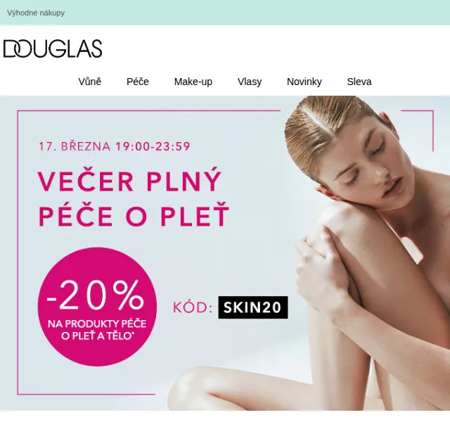 Douglas CZ: Sleva 20 % na péči o pleť a tělo – červenec 2026 | Nuslet.cz