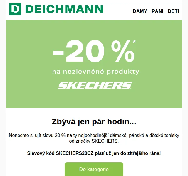 DEICHMANN: Sleva 20 % na Skechers – červenec 2026 | Nuslet.cz
