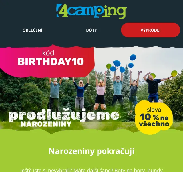 4camping.cz: 10% sleva se slevovým kódem – říjen 2026