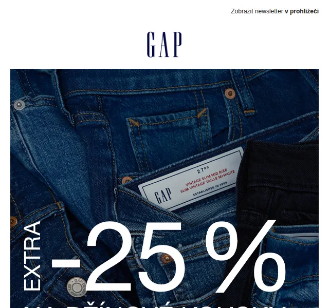 GAPstore.cz: –25 % na džínové kousky – červen 2026 | Nuslet.cz