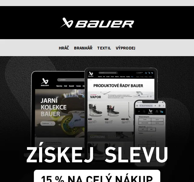 Bauer Hockey Česko: Sleva 15 % na všechny produkty – červenec 2026 | Nuslet.cz