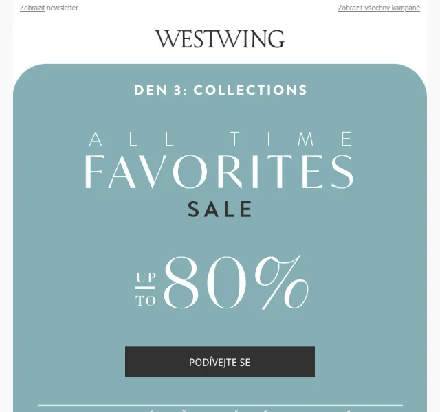 Westwing: Finále ALL TIME FAVORITES! -12 kolekcí až -80% – červen 2026 | Nuslet.cz