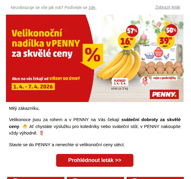 Penny: Sleva 50 % na vejce a velikonoční nabídka – duben 2026 | Nuslet.cz