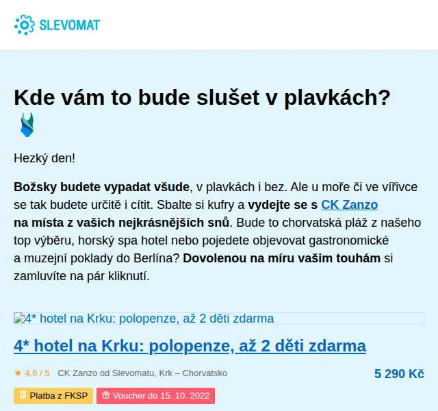 Slevomat: Dovolená v Chorvatsku a cestovní vybavení – červen 2026 | Nuslet.cz