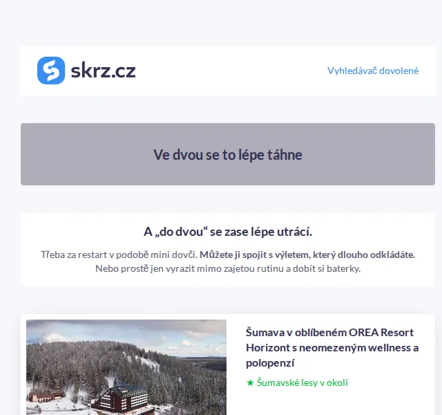 Vánoce na Skrz: pobyty pro 2 osoby od 1 490 Kč – červenec 2026 | Nuslet.cz