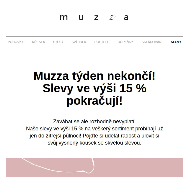MUZZA: Sleva 15 % na veškerý sortiment – červenec 2026 | Nuslet.cz