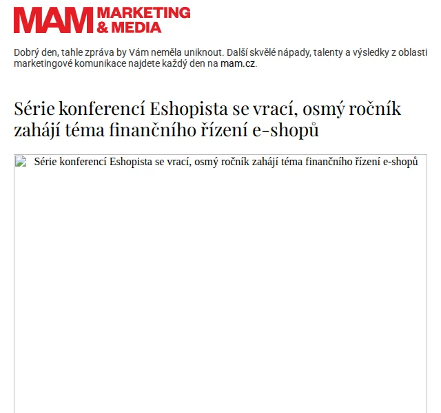 Marketing & Media: Série konferencí Eshopista 8. ročník – červenec 2026 | Nuslet.cz