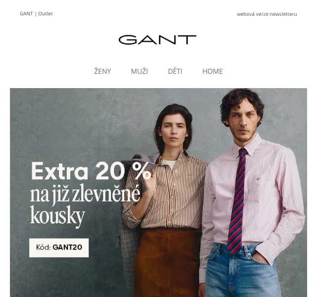 GANT: Extra -20 % na outlet – květen 2026 | Nuslet.cz