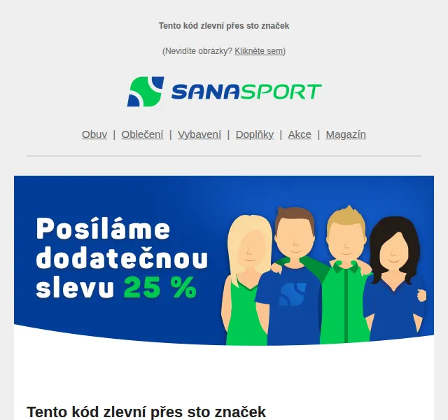 Sanasport: slevový kód 25 % na sportovní výbavu – červen 2026 | Nuslet.cz
