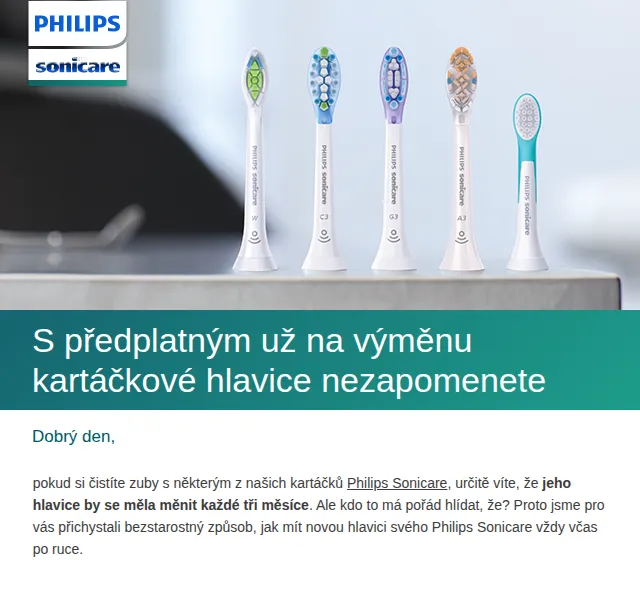 Philips: Předplatné hlavic Sonicare sleva 20 % – červen 2026 | Nuslet.cz