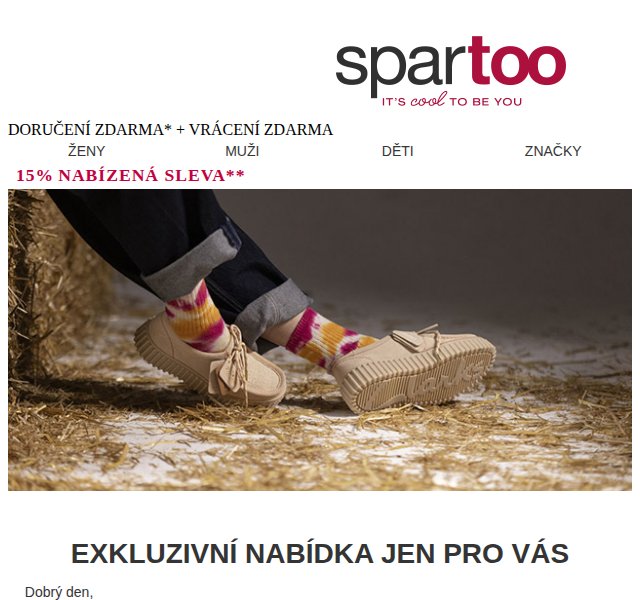Spartoo.cz: Clarks 15 % sleva – duben 2026 | Nuslet.cz
