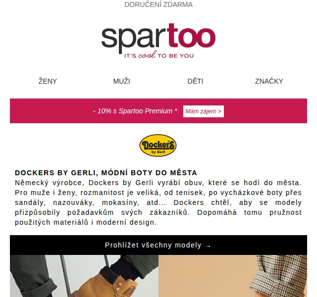 Spartoo.cz: Doručení zdarma značek Dockers, Fred Perry, Puma – červen 2026 | Nuslet.cz