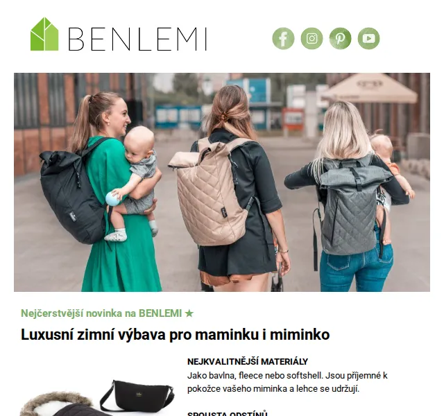 Benlemi: Zimní výbava pro miminko i kočárek – sleva 5 % – červen 2026 | Nuslet.cz