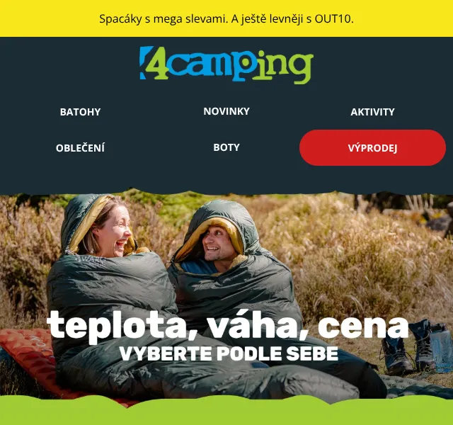 4camping.cz: Spacáky s mega slevami – srpen 2026