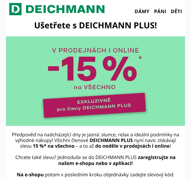 Deichmann: -15 % na všechno – květen 2026 | Nuslet.cz