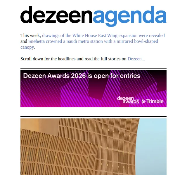 Dezeen Daily: Nové architektonické projekty – červenec 2026 | Nuslet.cz