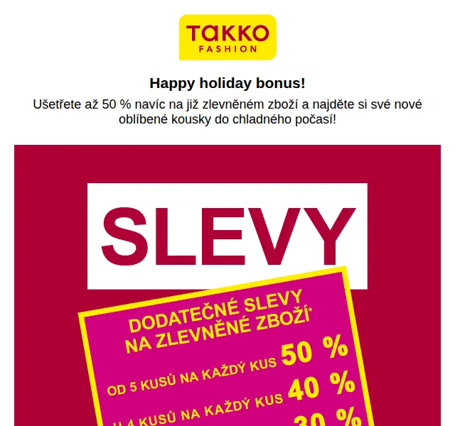 Takko Fashion: Sleva až 50 % na zimní kolekci – prosinec 2022 | Nuslet.cz