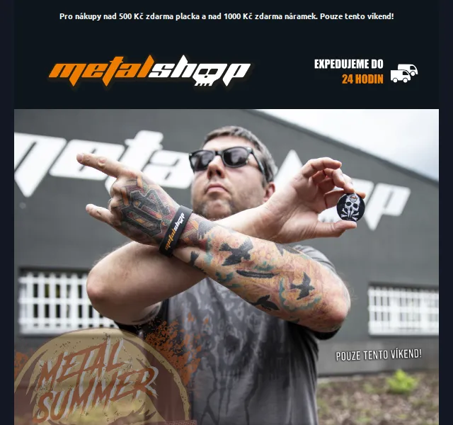 METALSHOP: Placka a náramek zdarma nad 500/1000 Kč – červenec 2026 | Nuslet.cz
