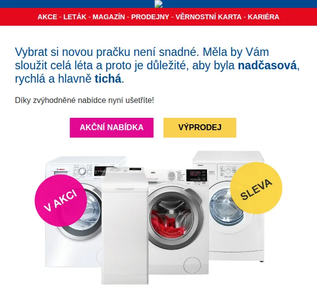 Electro World: pračky se slevou – červen 2026 | Nuslet.cz