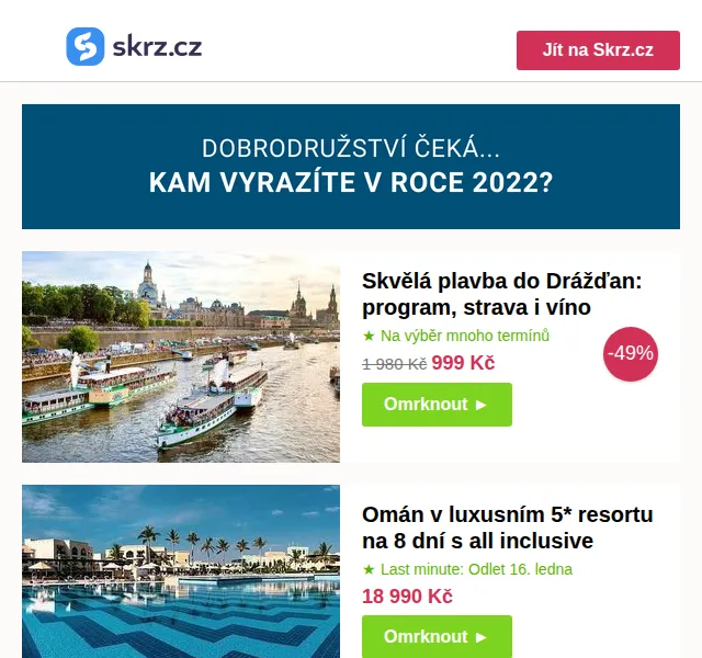 Skrz.cz: 22 výletů a pobytů se slevou až 50 % – červen 2026 | Nuslet.cz