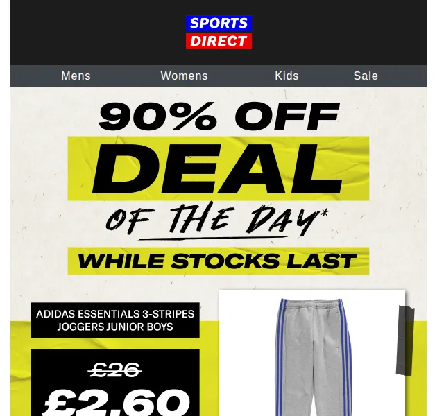 Sportsdirect: adidas Kid's joggers za £2.60 – červen 2026 | Nuslet.cz