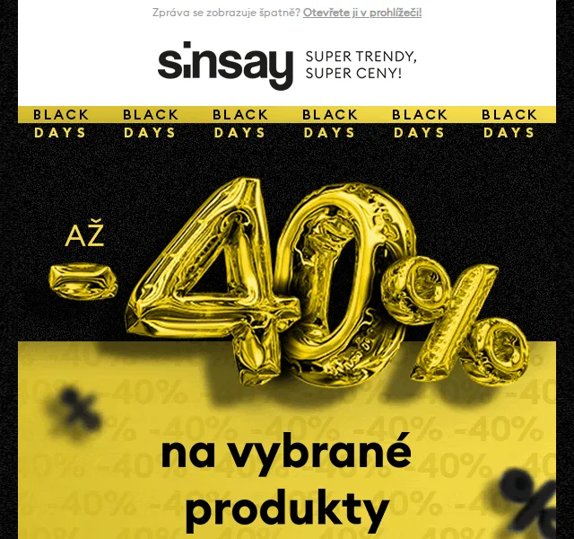 Sinsay: BLACK DAYS slevy až 40 % – červenec 2026 | Nuslet.cz