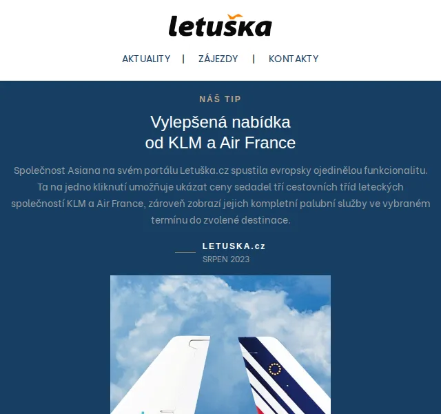 Letuška.cz: Vylepšená nabídka KLM a Air France – červenec 2026 | Nuslet.cz