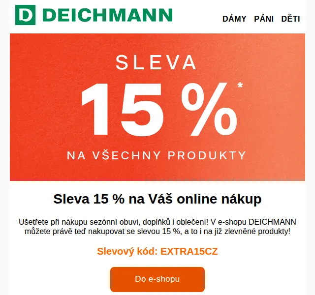 DEICHMANN: Sleva 15 % na vše i zlevněné – červenec 2026 | Nuslet.cz