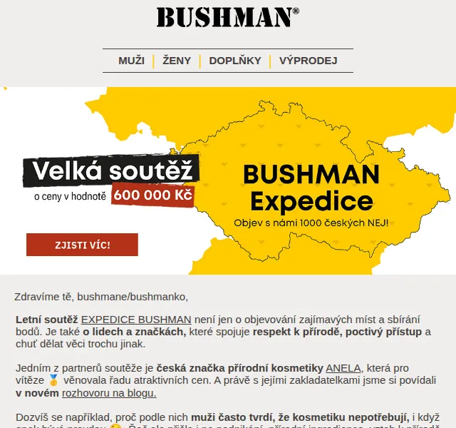 BUSHMAN: Pánské oblečení a batohy – červen 2026
