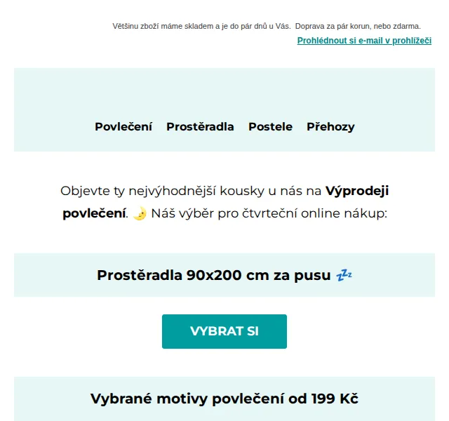 Výprodej povlečení: prostěradla 90×200 za 109 Kč – červenec 2026 | Nuslet.cz