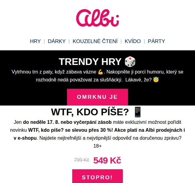 Albi: WTF, kdo píše? se slevou 30 % – červenec 2026 | Nuslet.cz