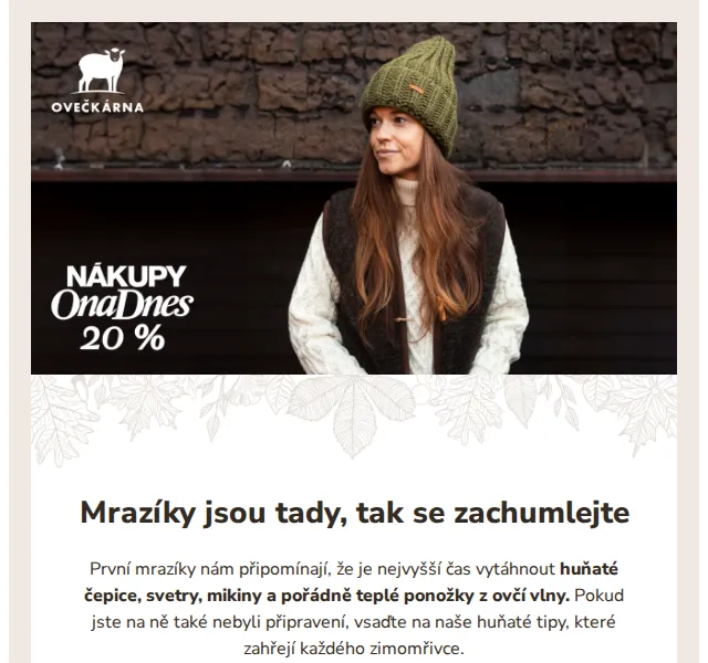 Ovečkárna: 20% sleva na vlněné kousky – červen 2026 | Nuslet.cz