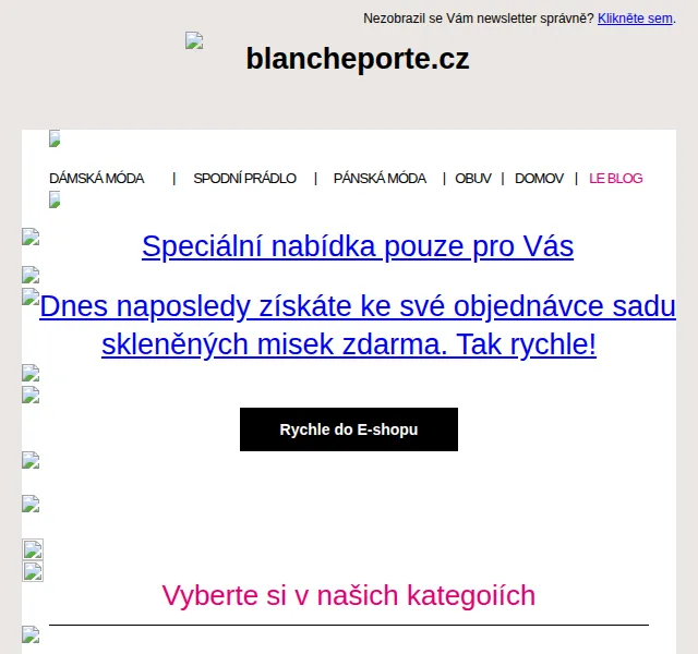 Blancheporte: Dárek zdarma – skleněné misky k objednávce – červen 2026 | Nuslet.cz