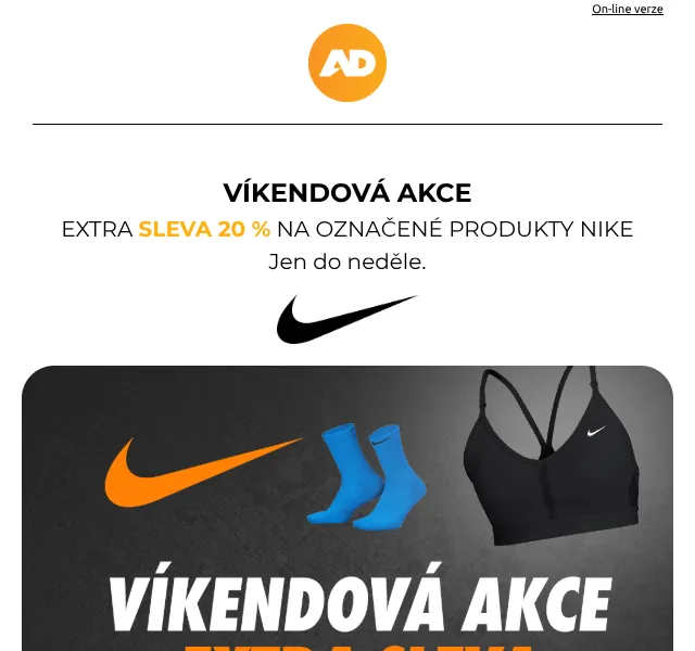 AD Sport: Nike sleva 20 % – červen 2026 | Nuslet.cz