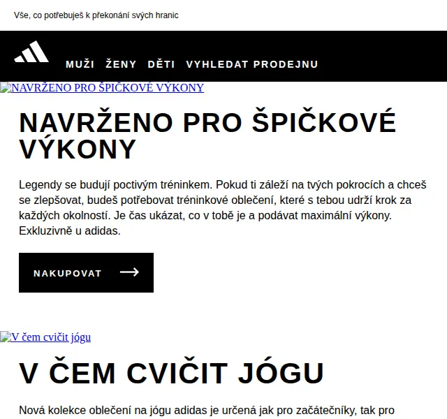 Adidas: tréninkové oblečení a nová kolekce na jógu – červen 2026 | Nuslet.cz