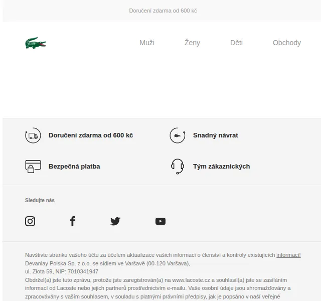 LACOSTE: Sezónní slevy – červen 2026 | Nuslet.cz