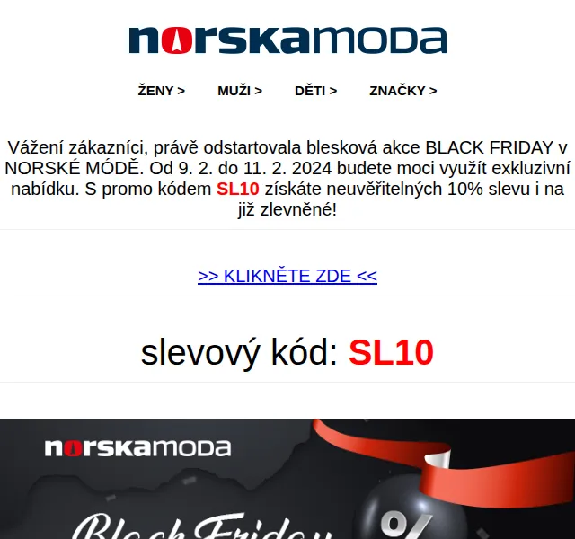 Norskamoda.cz: BLACK FRIDAY extra sleva 10 % – únor 2024 | Nuslet.cz