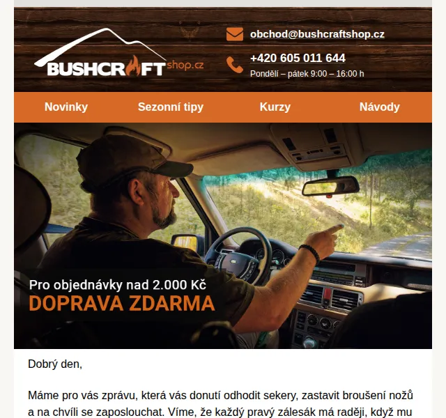 Bushcraftshop: Doprava zdarma nad 2 000 Kč – červenec 2026 | Nuslet.cz