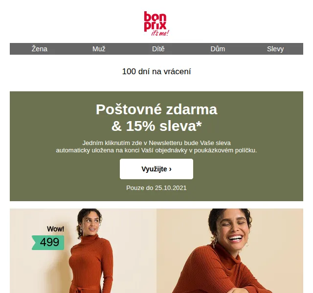 bonprix: 15% sleva a poštovné zdarma – podzimní šaty | Nuslet.cz