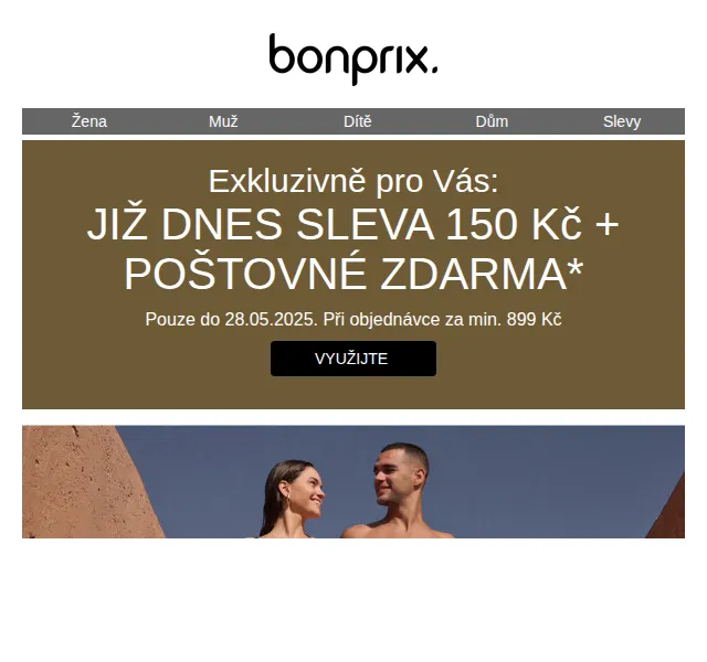 Bonprix: Sleva 150 Kč a poštovné zdarma – červenec 2026 | Nuslet.cz