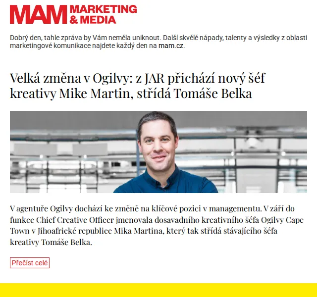 Marketing & Media: Velká změna v Ogilvy – červenec 2026 | Nuslet.cz