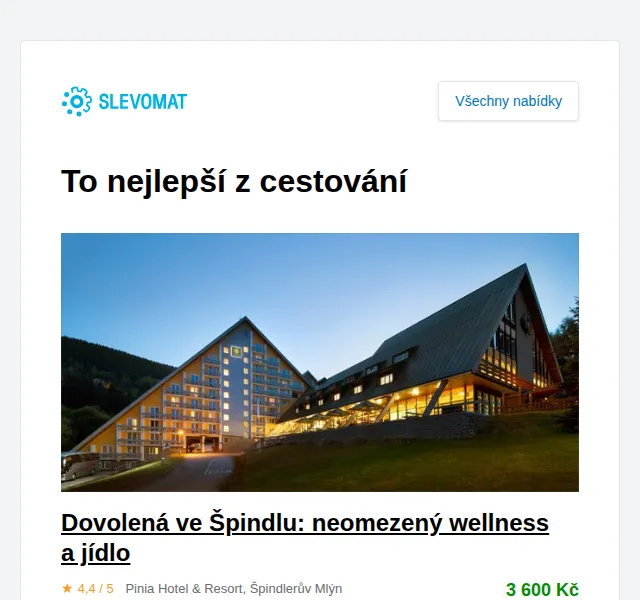 Slevomat: Dovolená ve Špindlu s wellness a jídlem od 1 890 Kč – červenec 2026 | Nuslet.cz